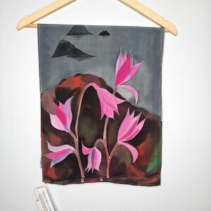 NATASHA'S SILKS Scarf Artisan Hand Painted Rectangle 68x13 Wearable Art